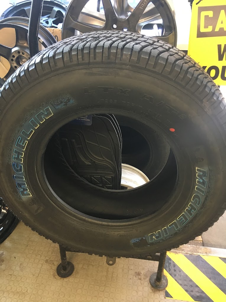 Michelin tire at Harry Tire Service shop